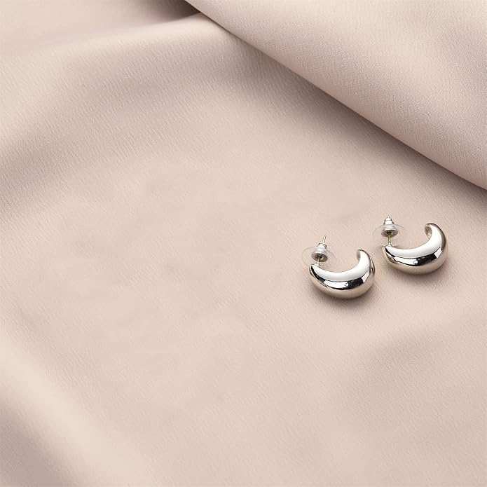 HILXURY Gold Chunky Hoop Earrings Set for Women, 14K Gold Plated Twisted Huggie Hoop Earring Hypoallergenic, Thick Open Hoops Set Lightweight