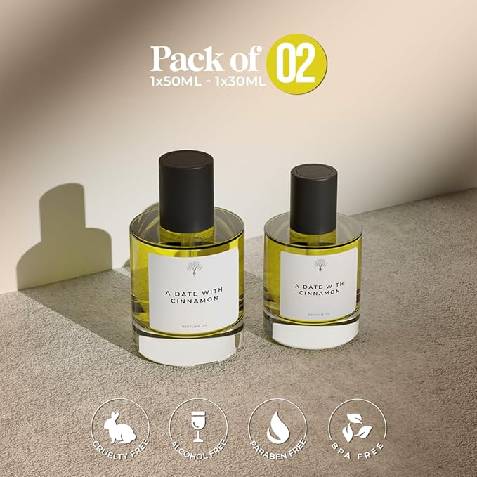 Eternal perfume oils A Date with Cinnamon Perfumes for women Insp by Khamara Qahwa perfume for men Unisex womens Perfume Alcohol Free Designer Eau De Parfum 1.69 FL Oz with 1 FL Oz (pack of 2)
