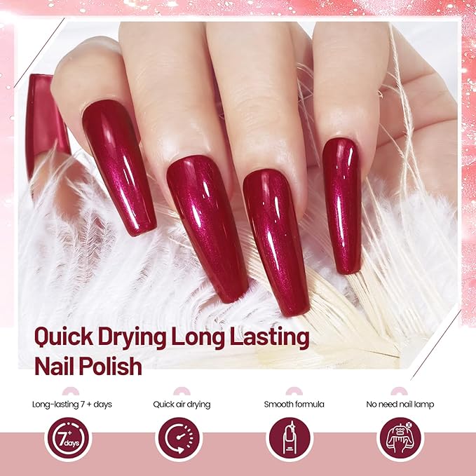 OpenLive 10ml Glitter Nail Polish Set 6 Colors Glitter Red Pink White Nail Polish Set for Nail Art