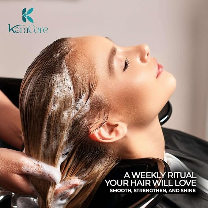 KeraCore Keratin Hair Treatment Kit 4 oz – Formaldehyde-Free Smoothing System with Clarifying Shampoo for Long-Lasting Frizz Control, Shine Boost & Salon-Smooth Finish at Home