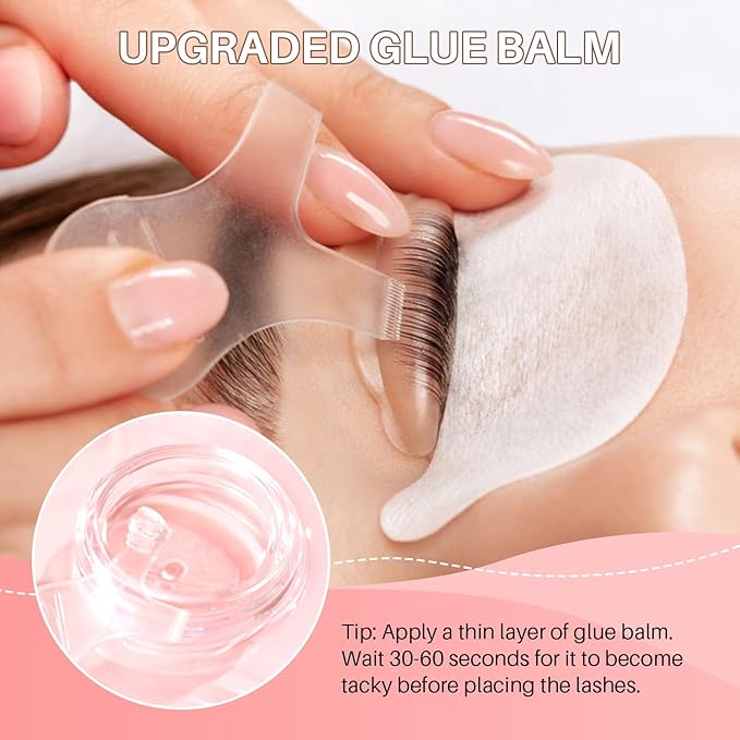 Lash Lift Kit, Gentle Formula Eyelash Perm Set with Enhanced Glue Balm, Suitable for Various Lash Types and Lengths, Semi Permanent Curled Eyelashes Lasting for 6-8 Weeks