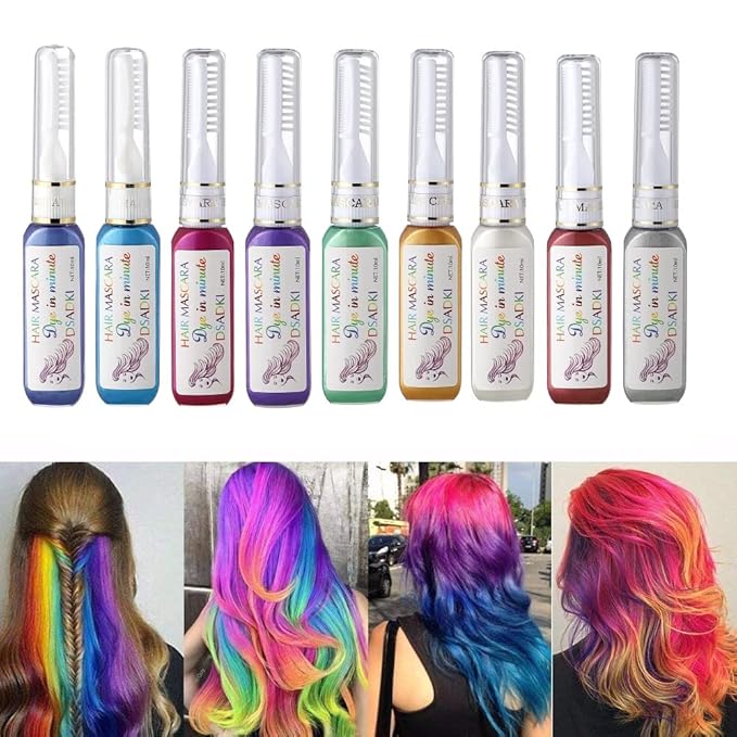 DSADKI Temporary Hair Color Mascara Washable Hair Dye Stick Non-toxic Instant Hair Chalk Dye for Girls Women (Pink)