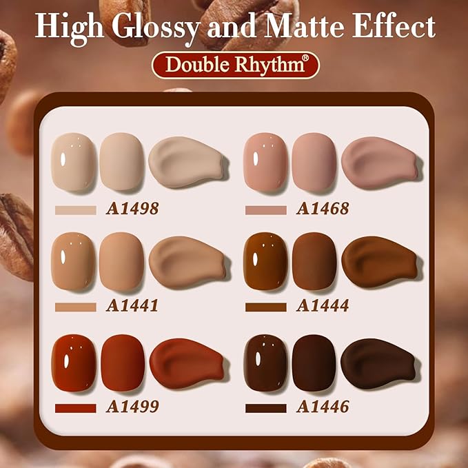 Double Rhythm 0.5 Oz Gel Nail Polish Neutral Natural Same Color Same Bottle Translucent Light Milky Pastel 15ML Manicure French Design Art DIY at Home (Red Brown-A1499)