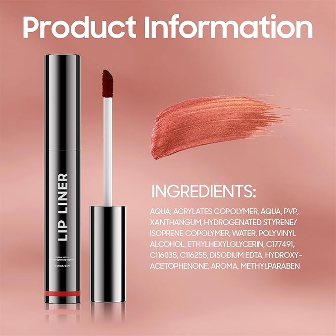 OETUIOW Lip Stain Long Lasting & Waterproof Lip Liner, Non-Stick Cup Highly Pigmented Natural Finish, Lip Gloss for All-Day Color Hold (Cocoa)