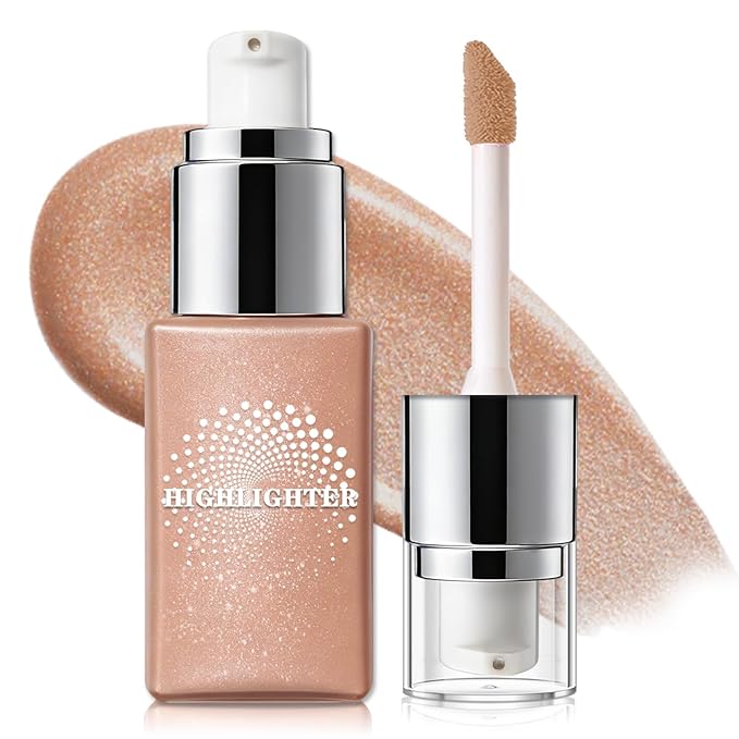 Liquid Highlighter Makeup, Cream Glassy Highlighter for Face Natural Glow Finish Illuminator Buildable Long Lasting Illuminating Glow Makeup - 02 Medium Glow