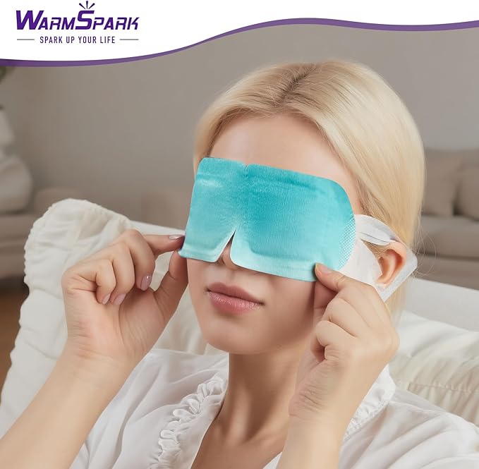 WarmSpark Self Heating Eye Mask Warm Compress for Dry Eyes, Disposable Heated Eye Mask for Fast Relief, Sleep, Spa, Travel Essentials & Relaxation Gifts for Women (30 Count, Unscented)