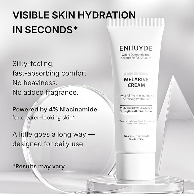 Niacinamide 4% Brightening Cream for Dark Spots & Uneven Tone, Fragrance-Free Daily Face Moisturizer for Sensitive Skin, Korean Skincare (50ml / 1.7 fl. oz.)