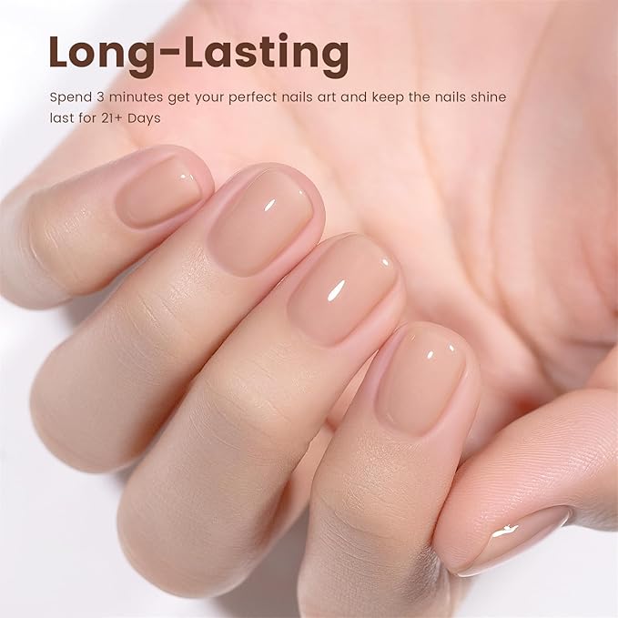 RARJSM Nude Gel Nail Polish Eggshell Pink Neutral Skin Tone Sheer Jelly Gel Polish 1PC 15ml Single Bottle Cream Transparent Pink Nail Gel Polish Soak off UV LED Cured for Home Salon DIY Manicure