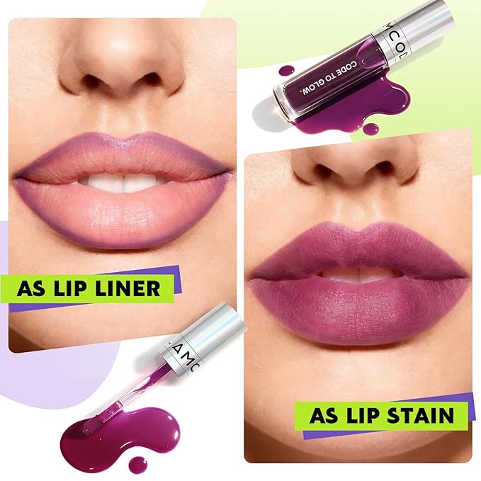 Glam Code Wipe-Off Lip Stain, Long-wearing Matte Lip Tint Lightweight Non-stick to Cup Transfer-Resistant and Smudge-Proof Highly Pigmented Vibrant Kiss-Proof Lip Stain - 05# Jam Purple