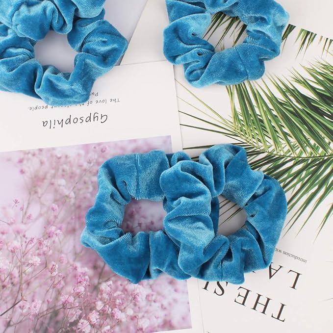 20 Pcs Hair Scrunchies, Didder Velvet Elastics Scrunchy Hair Ties Blue Soft Scrunchie Bobbles Ropes Scrunchie Solid color Hair Bands for Women Girls