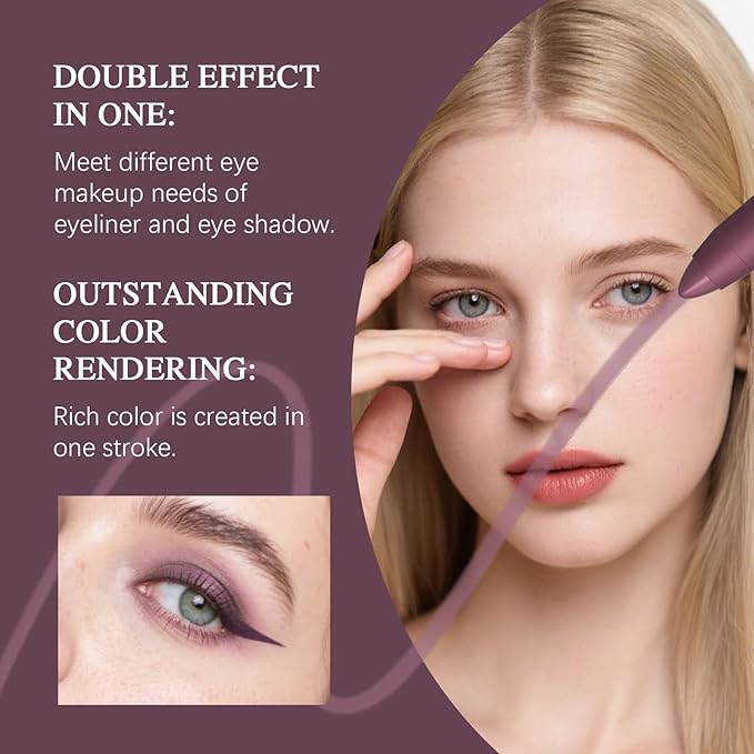 Eyeshadow Stick, Perfect Color Duo-Shadow Liner 2-in-1 Eyeliner & Eye Shadow Stick, Easily Blendable & Buildable, Waterproof, Creamy Easy-Glide, For Effortless Smoky Or Natural Eye Makeup(01+06)