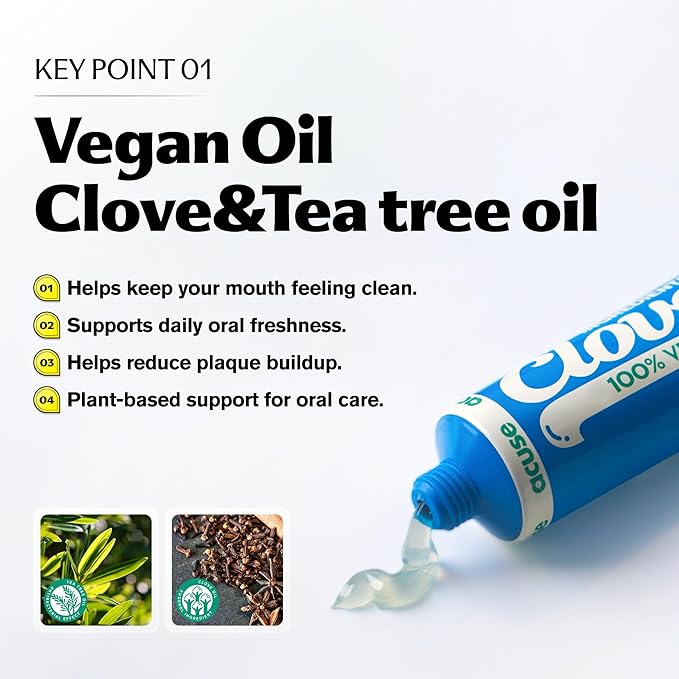 CloveDen Vegan Fluoride Toothpaste – Herbal Gum Care with Clove & Tea Tree, Anti-Plaque & Tartar Control, Bad Breath Treatment, Gentle for Sensitive Teeth, SLS-Free, Lemon Mint, 3.52oz / 100g