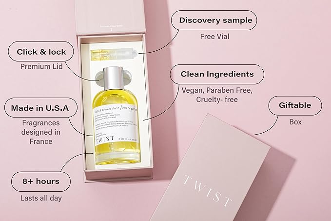 Twist - Vanilla & Tobacco No. 12 - Eau De Parfum Inspired by T. Ford Tobacco Vanille, Long-Lasting Perfume for Women & Men, Paraben Free, Vegan, Clean Ingredients, Unisex - 100 ml | 3.4 fl. oz.