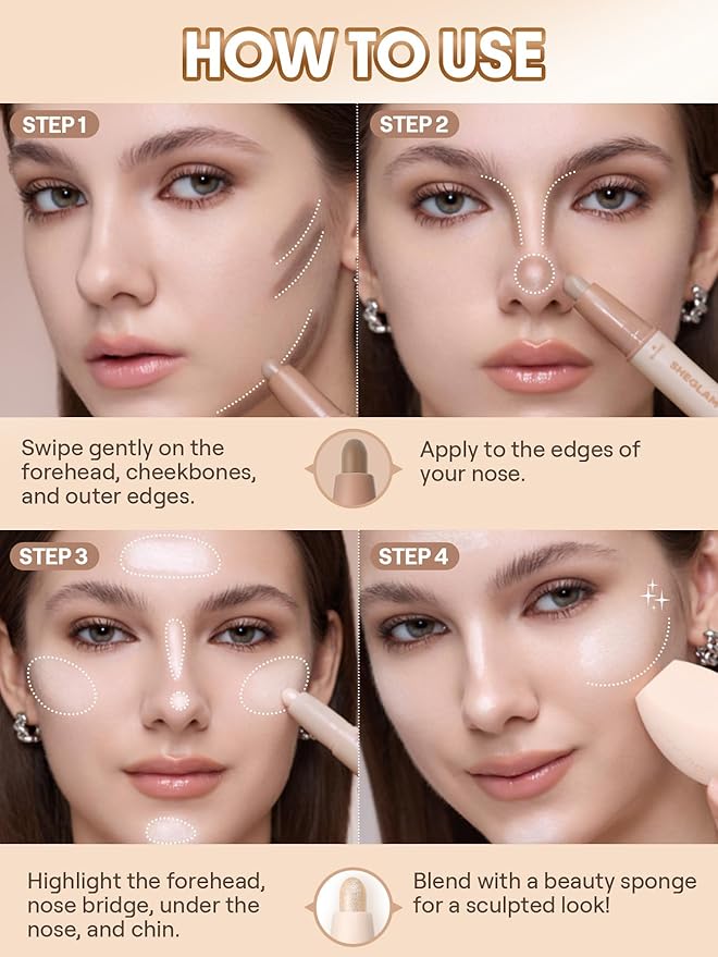 SHEGLAM 2-in-1 Contour & Highlight Stick Cream Waterproof Contour Stick-Hazelnut Latte
