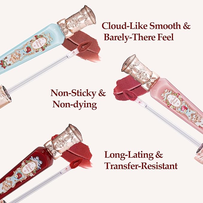 Flower Knows Strawberry Rococo Cloud Lip Cream,Long Lasting Rosy Terracotta Matte Lipstick,Hydrating Lip Stain,Transfer & Smudge Proof Velvet Liquid Lipstick for Girl&Women,0.12 Fl Oz(S07 Lychee Tea)