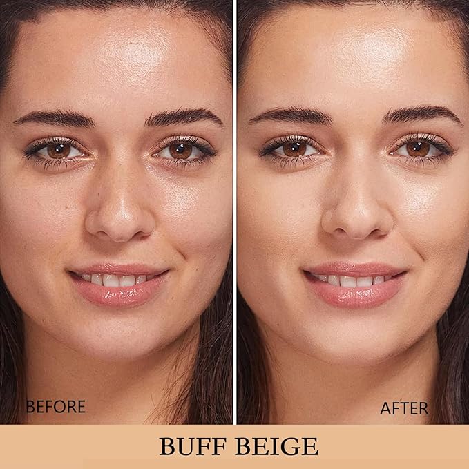 Air Cushion CC Cream Mushroom Head Foundation Makeup, BB Cream Face Makeup Foundation for Mature Skin, Moisturizing Natural Coverage, Tattoo cover up, Even Skin Tone for All Skin Types (Buff Beige)
