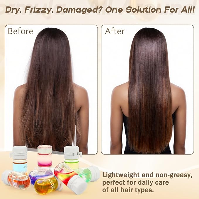 SAHIPUB Hair Perfume Oil, 40 Mini Bottles, 2-in-1 Leave-In Hair Serum, Argan & Avocado Oils + Amino Acids for Frizzy, Dry & Damaged Hair, Lightweight Non-Greasy, Long-Lasting Scent, 1.83 fl oz