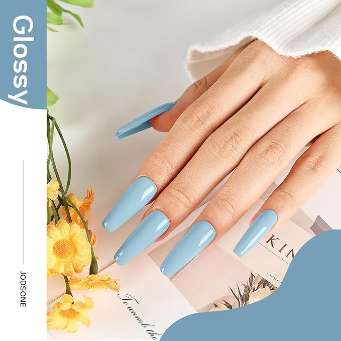 JODSONE Clear Blue Gel Nail Polish 10ml Light Blue LED Gel Polish Professional Finish Chip-Resistant Easy Application Need U V Lamp Curing