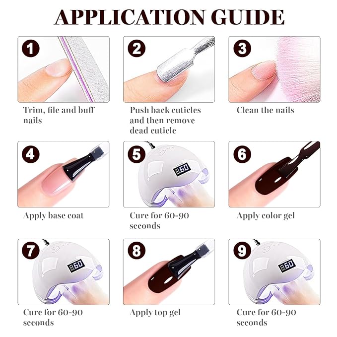 RARJSM Deep Cherry Red Gel Nail Polish Creamy Mocha Brown Gelpolish 15ML 1Pc Soak off Curing Required Nail Art French Manicure Salon DIY at Home Fall Winter