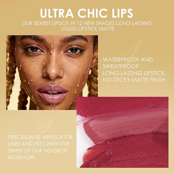 Jolilab 12Pcs Matte Lip Liner + Liquid Lipstick Set, One Step Velvety Nude Lip Stain Waterproof Long Wear High Pigment Lip Makeup Gift Set（Set C）