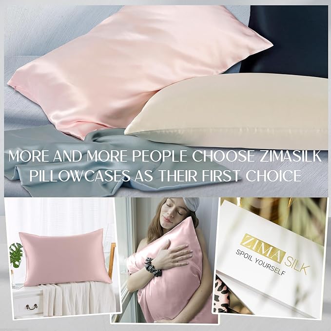 ZIMASILK 100% Pure Mulberry Silk Pillowcase for Hair and Skin Health,Soft and Smooth,Both Sides Premium Grade 6A Silk,600 Thread Count,with Hidden Zipper,1pc(Toddler 13''x18'',Pink)