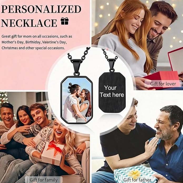 CLYLIFE Picture Necklace Personalized Photo,Custom Disc/Heart Pendant for Men Women Dad Mom Customized Necklace with Chain Photos Memorial Gifts for Mother's Day, Birthday, Anniversary