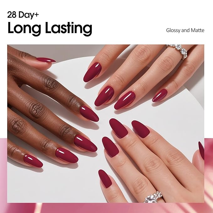 VENALISA Dark Red Gel Nail Polish, 1 Pcs Burgundy Red Gel Polish Color High Gloss Soak Off U V Nail Manicure Salon and DIY at Home Gifts for Women