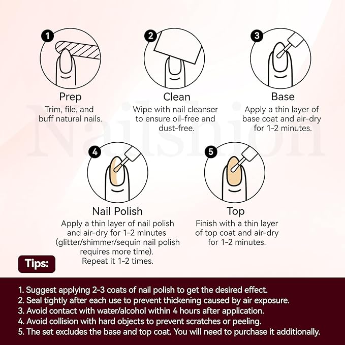 Nailshion Deep Red Wine Nail Polish Set, Burgundy Fast Air Dry Fall Winter Nail Polish Duo, Opaque Dark Red, Non-Gel, Crème, Toxic-free Long Lasting Glossy Nails Art for Home DIY Manicure Gift