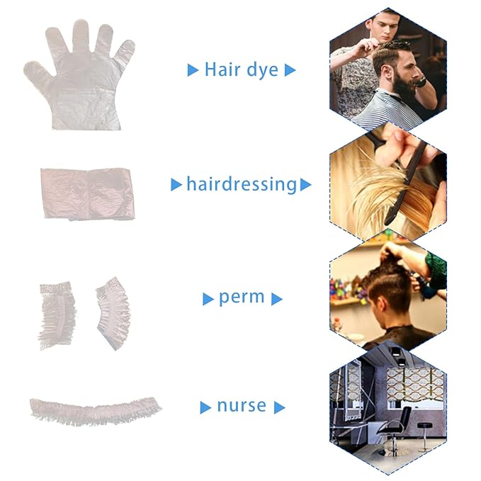 Hair Dye Kit Disposable Hair Bleach Kit DIY Dying Include Gloves, Ear Caps, Shower Cap, Shawl, Dying Accessory for Salon