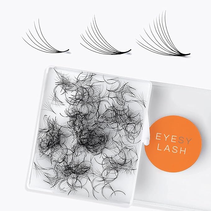 Eyesy Lash 500 Promade Fans - Volume Premade Lash Fans for Eyelash Extensions Pointy Base Handmade Loose Pre Made Eyelashes Middle Stem Soft and Lightweight (6D 0.07 C 9mm)