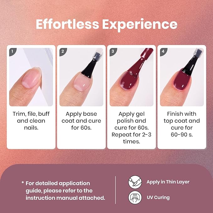 Beetles Gel Nail Polish Set – 6PCS Winter Burgundy Purple Glitter Nude Plum Gold Gel Nail Polish Kit Soak Off UV LED Terra Dusk Colors DIY Home Salon Valentines Gift for Women