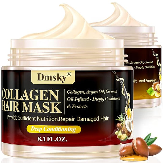 Dmsky 2 Pack Hair Mask for Damaged Hair - 16.2 Fl OZ Collagen Hair Mask & Keratin Hair Treatment-Hydrating,Repairing,Nourishes Deep Conditioning Hair Masks for All Hair Types