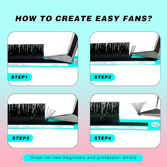 VAVALASH Cashmere Easy Fan Lashes 0.03 0.05 0.07 C/CC/D/DD Volume Lash Extensions Matte Black Self Fanning Eyelash Extensiones 8MM-20MM, Professional Supplies for Lash Artists (CC-0.03,15mm)