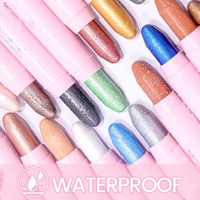 evpct 2Pcs Cream Eye Shadow Brightener Sticks Set for Eyes Waterproof, Sky Blue & Greenish Cyan Shimmer Cream Eyeshadow Applicator Stick Pigmented Eye Makeup sombras en crema para ojos 10+12