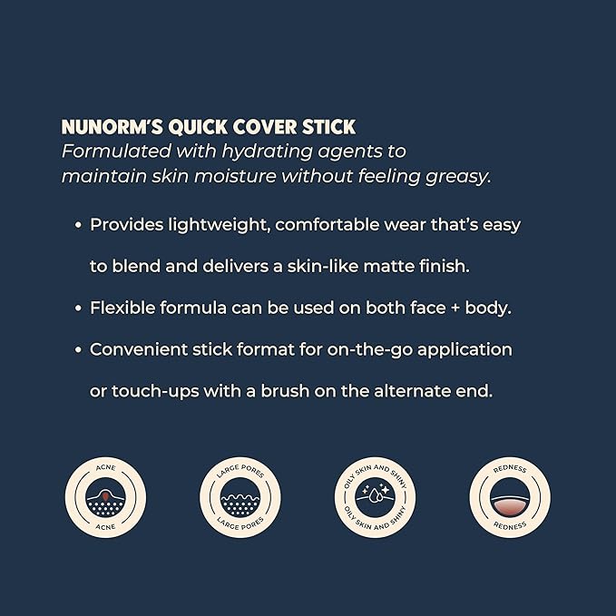 Foundation & Concealer Stick for Men - Full Buildable Cover for Dark Circles, Blemishes, Acne, Redness & Under Eyes - Face & Body Makeup Stick for All Skin Types - Non-Comedogenic 12-Beige