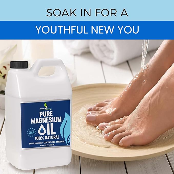 Pure Magnesium Oil Spray 64oz - Topical Magnesium Spray for Sleep Extra Strength - Less Sting - Less Itch - 100% Natural and Organic Oil - Made in USA