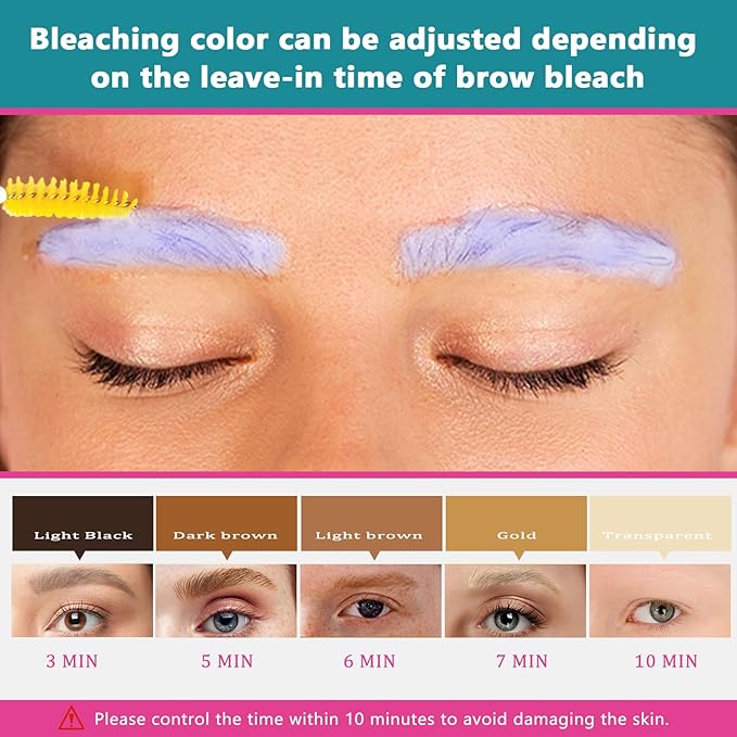 Eyebrow Bleach, Brow Bleach Kit, Eyebrow Color Lightening Cream for Women, Long Lasting Brow Bleaching Cream Kit for Lightening Dark Brow Colors, Quick & Easy Works for All Brow Types, 5 Applications