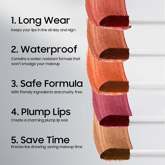 Lip Stain Peel Off Lip Liner - Long Lasting Comfortable Vivid Color Peel Lip Stain Smudge Proof Finish, Create A Charming Vibrant Lip Color Makeup For All Skin Types with All-Day (#04 Coral)