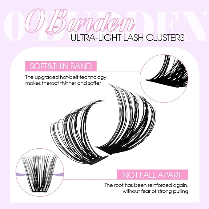 Lash Clusters Kit 30D+40D+50D+60D+80D+100D Wispy Individual Lashes Kit C-Curly Volume Lash Extensions 10-16mm Natural DIY Cluster Lashes Kit for Beginners