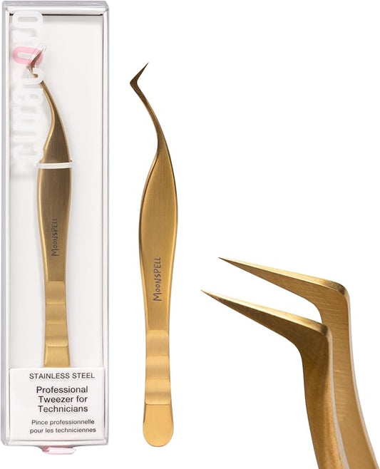 Curacoro Lash Tweezers - LashSmith 90° Eyelash Extension Tweezer - Eyelash Applicator for Volume & Promade Fans