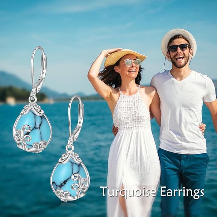 POPLYKE Celtic Filigree Teardrop Drop Dangle Earrings Sterling Silver Leverback Earrings Jewelry for Women