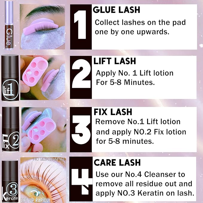 Lash Lift Brow Lamination Kit, Rapid Eyelash and Eyebrow Lifting, DIY Perming Lashes at Home Or Salon Usage Be Eye Voluminous for 6 Weeks About 15 Applications