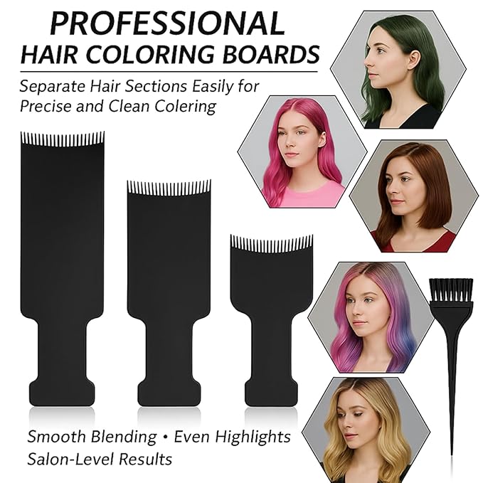 Coralys 8 PCS Hair Highlighting Kit, Balayage Boards with Teeth and Hair Dye Brush, Hair Bleach & Color Tools Set with Gloves, Ear Covers, Cape, and Shawl, Professional Highlight Kit for Salon