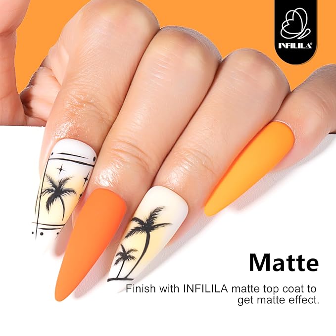 NXJ INFILILA Bright Orange Gel Polish, 15ml 0.51oz One-Stroke Coloring Orange Gel Polish, Hema Free Spring Color High Gloss Soak Off UV Nail Manicure DIY for Women Girls SQ065