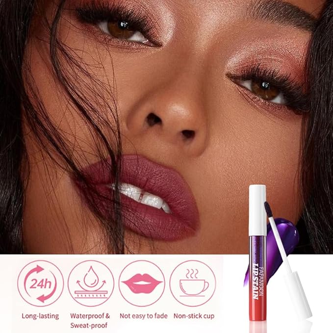 FAFAMOON Peel Off Lip Stain Tints, Deep Mauve Red Matte Liquid Lipstick Lip Stain Peel Off Long Lasting Waterproof for Women, Non-stick Cup Highly Pigmented Not Faded Smudge-proof, 01# Light Pink