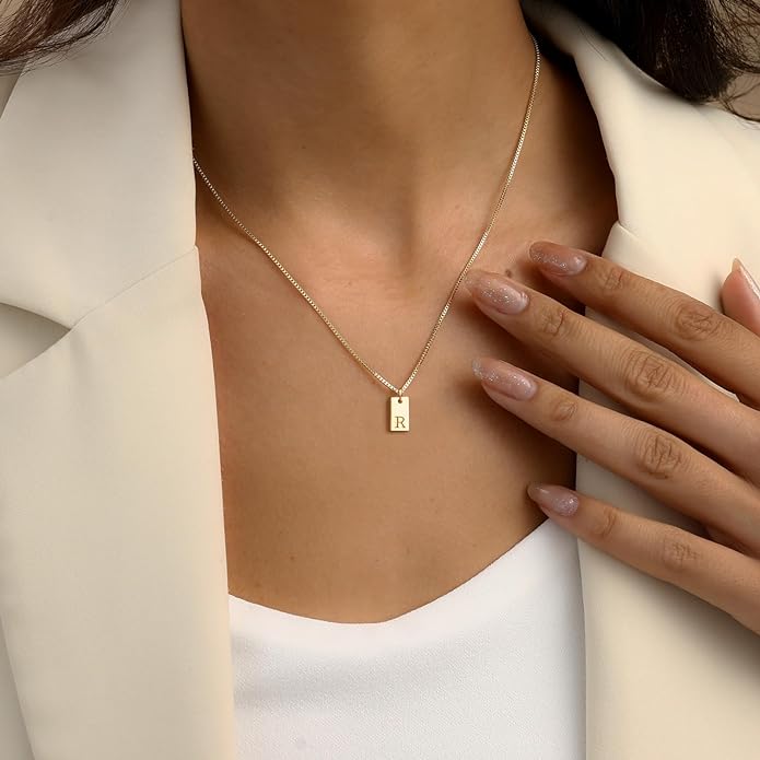 Initial Necklaces for Women 14K Gold Plated Letter Necklace Dainty Name Pendant Necklace Personalized Christmas Gifts for Women Trendy Gold Jewelry