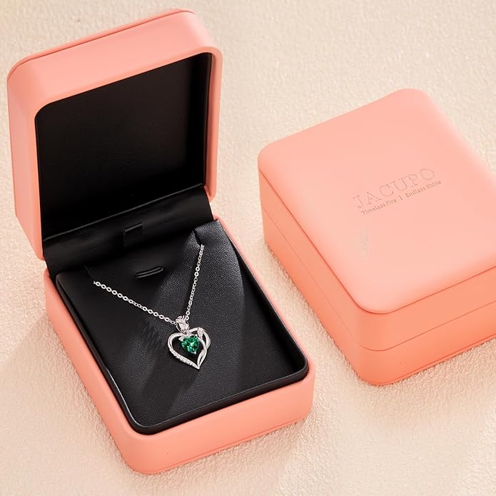 1.2CT Rose Heart Necklace Option of Moissanite or Lab-Grown Sapphire Ruby Emerald&More Necklace for Women Birthstone Girlfriend Necklace S925 Sterling Silver 18K White/Rose Gold Plated D Color VVS1 Gift for Wife Mother Daughter for Birthday Anniversary...