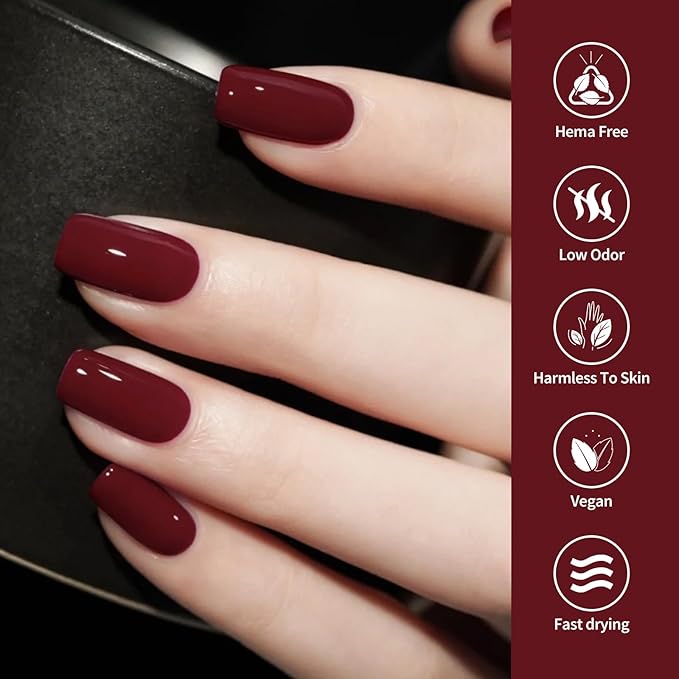 VENALISA Burgundy Red Gel Polish 1 Pcs Dark Red Color Fall Gel Nail Polish Soak Off UV Gel DIY at Home Manicure Salon Nail Art For Girls Women