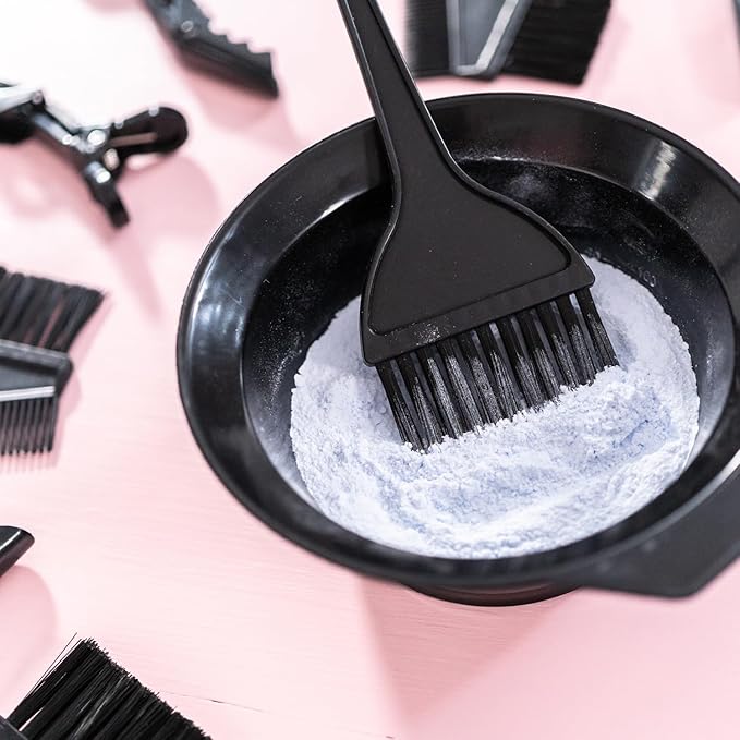 Arcjunys Hair Dye Kit Hair Dye Brush and Bowl Set Hair Coloring Kit Hair Dye Tools Hair Bleach Kit with Hair Dye Brush Hair Color Bowl Hairclips Ear Cover for Salon Bleaching and Highlighting 7 Pcs