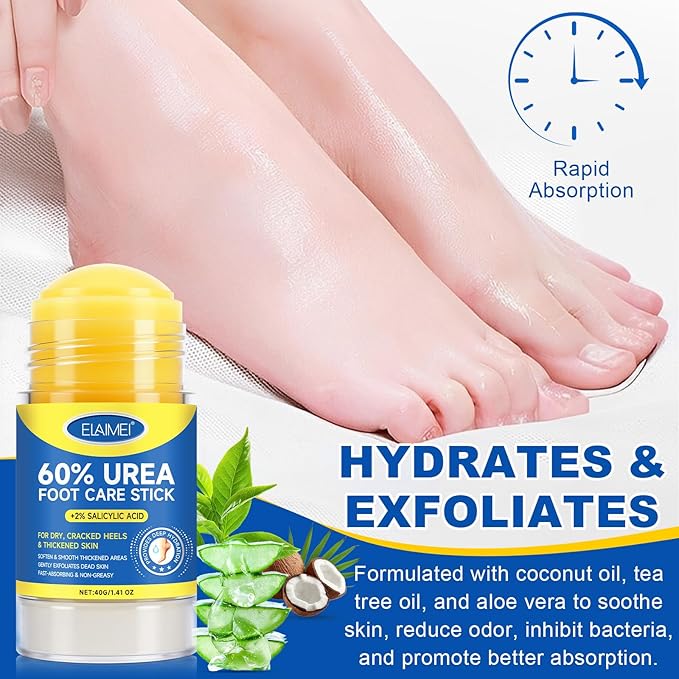 FEISIDUNWSF 60% Urea Foot Cream for Dry Cracked Heels & Feet, Hydrating Urea Cream Moisturizer for Rough, Callused Skin, Deep Repair & Softening Foot Balm, Fast Absorbing, Exfoliating Formula, 1.4oz